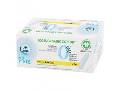 Tampones sin aplicador normal ecológicos Carrefour Soft Pure 24 ud.
