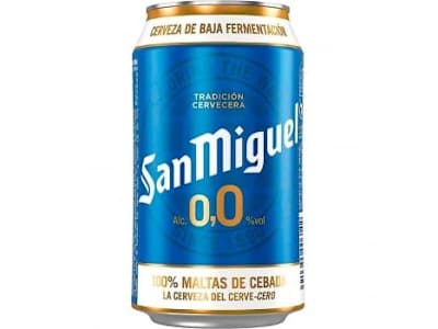 Cerveza San Miguel 0,0 radler con zumo limón natural lata 33 cl.