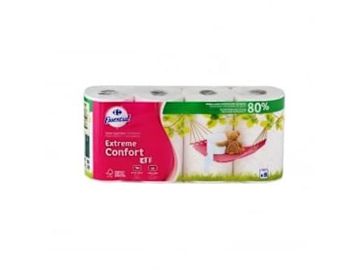 Papel higienico suave y grueso supreme confort Deco Carrefour 8 rollos