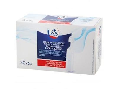 Suero fisiológico adulto Carrefour Soft pack de 30 unidades de 5 ml.
