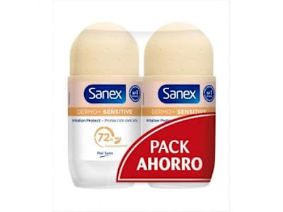 Desodorante roll-on dermo sensitive Sanex pack de 2 unidades de 50 ml.
