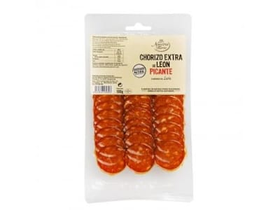 Chorizo de león picante loncheado De Nuestra Tierra 100 g.