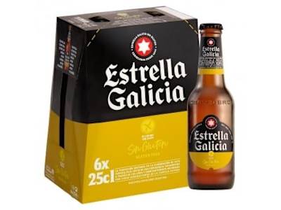 Cerveza Estrella Galicia sin gluten pack 6 botellas 25 cl.