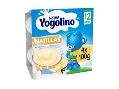 Postre lácteo de natillas desde 6 meses Nestlé Yogolino pack de 4 unidades de 100 g.