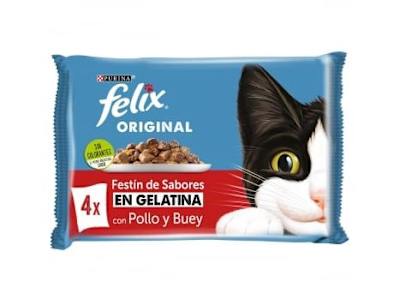 Gelatina selección de carnes para gatos Felix Original Purina 4x85 g.