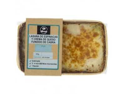 Lasaña de espinacas y crema de queso fundido de cabra El Mercado 350 g