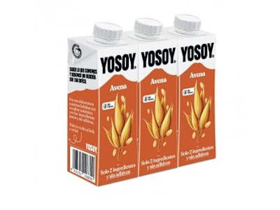 Bebida de avena sin azúcar añadido YoSoy pack de 3 briks de 250 ml.