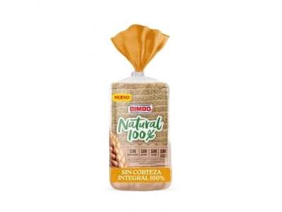 Pan de molde sin corteza 100% integral de trigo Bimbo sin lactosa 450 g.
