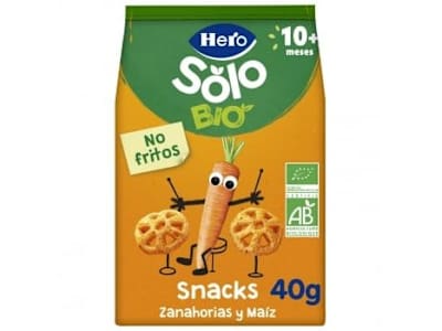 Snack de zanahoria y maíz desde 10 meses ecológico Hero Solo sin gluten 40 g.