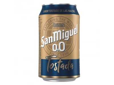 Cerveza tostada San Miguel 0,0 alcohol lata 33 cl.