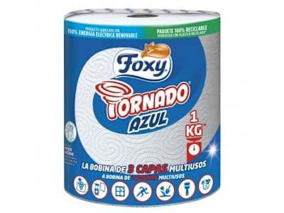 Papel de cocina Tornado Azul Foxy 1 rollo.