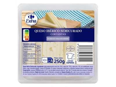 Queso ibérico semicurado Extra Carrefour cuña cortada 250 g.