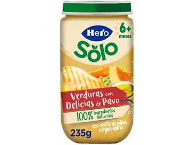 Tarrito de verduritas con delicias de pavo desde 6 meses Hero Solo sin gluten 235 g.