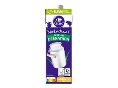 Leche desnatada Carrefour sin lactosa brik 1 l.