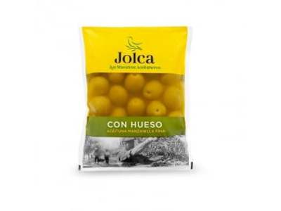 Aceitunas verde manzanilla con hueso Jolca 100 g.