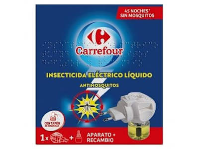 Insecticida eléctrico antimosquitos líquido aparato + recambio Carrefour 1 ud.