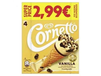 Helado de vainilla Cornetto 4 uds.
