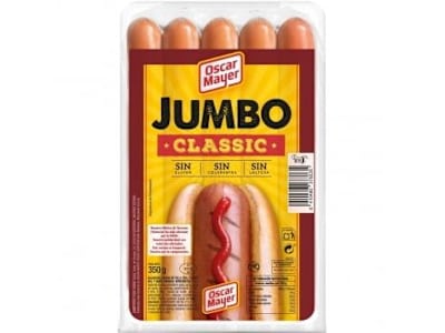 Salchichas cocidas Jumbo Classic Oscar Mayer sin gluten sin lactosa 350 g.