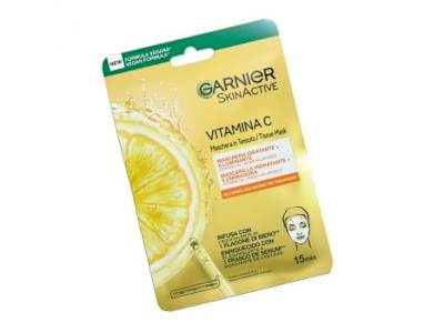 Mascarilla facial con vitamina C y ácido hialurónico hidratante + iluminadora Skin Active Garnier 1 ud.