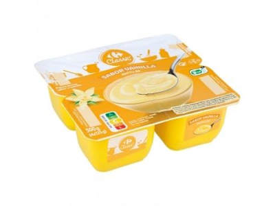 Natillas de vainilla Carrefour Classic' pack de 4 unidades de 125 g.