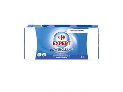 Estropajo Salvauñas de Fibras Flexibles Superficies Delicadas CARREFOUR Expert 3 ud - Azul