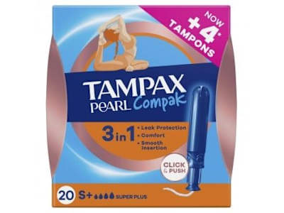 Tampones super plus con aplicador Pearl Compak Tampax 20 ud.