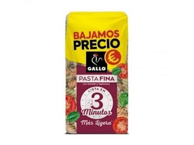 Pasta fina espirales de tomate y espinacas Gallo 400 g.