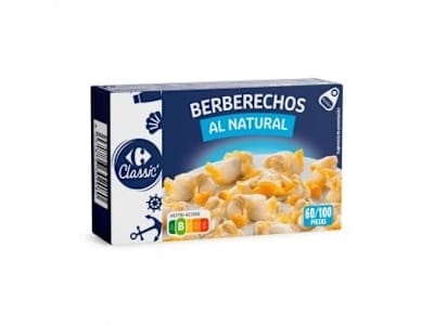Berberechos al natural 60/100 Classic Carrefour 63 g.