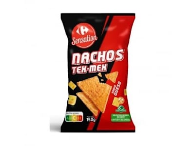 Nachos sabor tex mex y queso Sensation Carrefour 150 g.
