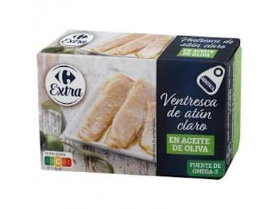 Ventresca de atún claro en aceite de oliva Extra Carrefour 73 g.