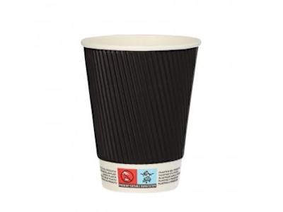 Set 8 Vasos de cartón doble pared ''To Go'' 36 cl Ripple Wall - Negro