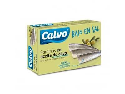 Sardinas en aceite de oliva bajo en sal Calvo 84 g.