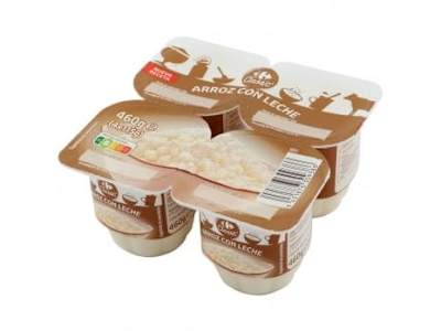 Arroz con leche Carrefour pack de 4 unidades de 115 g.