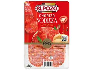 Chorizo nobleza en lonchas ElPozo sin gluten 65 g
