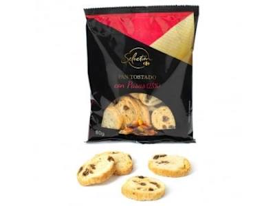 Pan tostado con pasas Selección Carrefour 80 g.