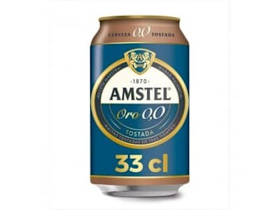 Cerveza tostada Amstel Oro 0,0 alcohol lata 33 cl.