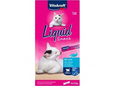 Snack líquido con salmón y omega 3 para gato Vitakraft  6x15 g.