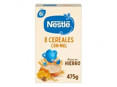 Papilla infantil desde 6 meses 8 cereales con miel Nestlé 475 g.