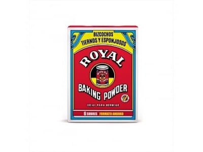 Polvo gasificante para hornear  Royal sin gluten pack de 6 sobres de 16 g.