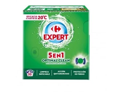 Detergente en capsulas 5en1 optima clean Expert Carrefour 30 lavados.