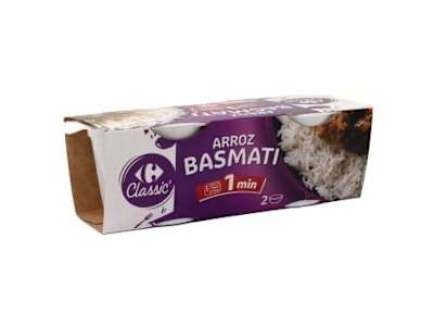 Arroz basmati para microondas Classic Carrefour sin gluten pack de 2 unidades de 125 g.