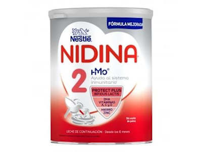 Leche infantil de continuación desde los 6 meses en polvo Nestlé Nidina 2 lata 800 g.