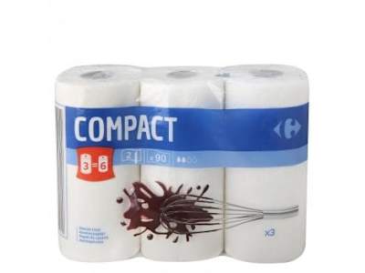 Papel de cocina compact Carrefour 3 rollos.
