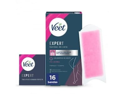 Bandas de cera fría depilatorias para piernas y cuerpo Expert Veet 16 ud.