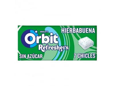 Chicles de hierbabuena sin azúcar Refreshers Orbit 15,6 g.