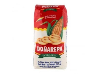 Harina de maíz  extra fina Doña Arepa 1 kg.