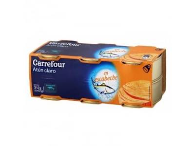 Atún claro en escabeche Carrefour pack de 6 latas de 52 g.