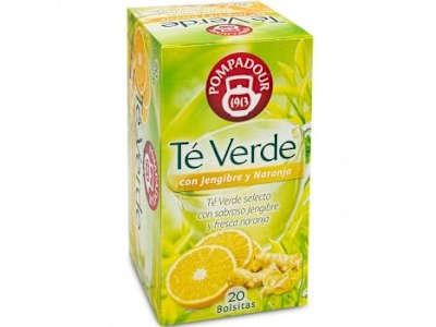 Té verde con jengibre y naranja en bolsitas Pompadour 20 ud.