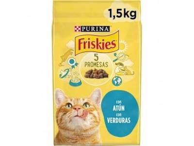 Pienso de atún con verduras para gato adulto Purina Friskies 5 Promesas 1,5 kg