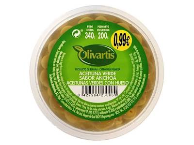 ACEITUNAS OLIVARTIS MANZANILLA SABOR ANCHOA 200 G